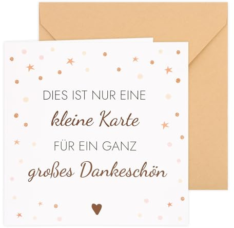 20 Stück Dankeskarten Klappkarte mit 20 Kraftpapier Umschlag