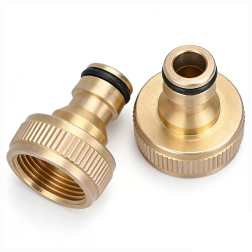 2 Stück Adapter Wasserhahn Gartenschlauch,Schlauchtülle 1 Zoll Schlauchanschluss Wasserhahn Adapter,Wasserhahnanschluss Messing Außengewinde Hahnverbinder für Schnellkupplung Schlauch Anschluss