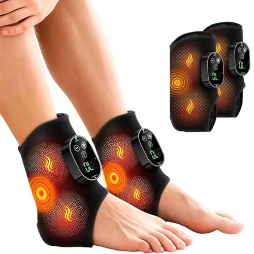 Fußmassagegerät mit Wärme und Vibration, 6 Wärmestufen & 3 Modi | Ergonomisches Stoffdesign, 45°C–70°C Wärme, 3 Massage-Modi, 20/35/45 Min Timer, 3000-mAh-Akku für Knöchel, Unterschenkel
