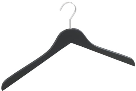 WENKO Kleiderbügel Paris, Garderobenbügel in schlanker Form mit breitem, drehbaren Haken und rutschhemmender mattierter Beschichtung, ideal für die Garderobe, 44 x 25 cm x 1,2 cm, Schwarz matt