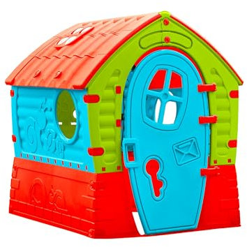 Palplay Dream Playhouse, UV Resistant, Indoor and Outdoor, Garden Toys, Sunroof Windows and Peep Holes, Ideal for Kids Ages 2+, Red, Yellow and Blue, 95 x 90 x 110 cm