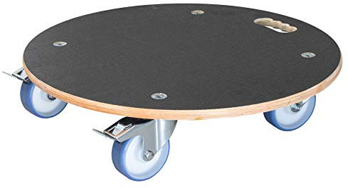 WAGNER Pflanzenroller Maxigrip Ø 58 x 14,5 cm I Transporthilfe & Kübelroller f. Außenbereich + Innenbereich I FSC®-Schichtholz I 2 Total-Feststeller I Tragkraft 300 kg I Made in DE - 20116801