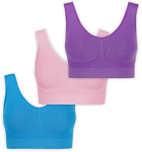 UnsichtBra Bustier dambehå utan bygel | uppsättning av 3 må bra bustiers toppar | bygellös mjuk bh | sömn amning sport crop top bustier i många färger