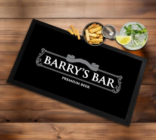 Matte für Bartresen, Bier-Logo, personalisierbar, schwarz