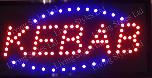 INSEGNA LUMINOSA A LED CON SCRITTA KEBAB. IDEALE PER VETRINE.