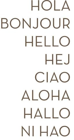 CLICKANDPRINT Aufkleber » Hola Bonjour Hello, 110x56,0cm, Bronze Antik Metallic • Dekoaufkleber / Autoaufkleber / Sticker / Decal / Vinyl