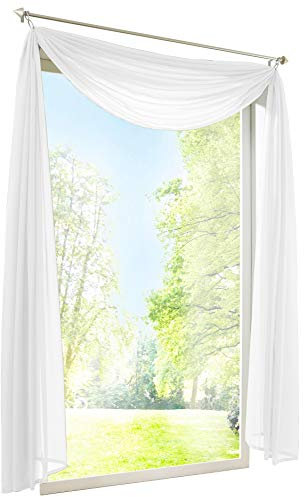 BAILEY JO 1er-Pack Querbehang Transparent Voile Freihanddeko Gardinen Schals (HxB 145x500cm, Weiß)