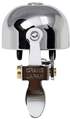 Crane All Chrome Plated Bell E-Ne Bicycle Bell, Made in Japan for Race Bikes or Mountain Bikes, Fits All Handle Bar Sizes & Type