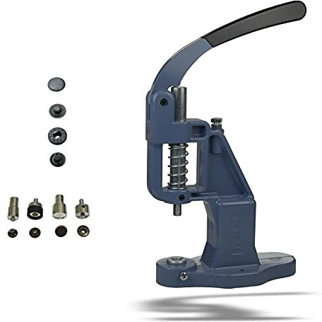 Set Knopfpresse mit 10mm, 12,5mm oder 15mm Druckknöpfe, in Messing, Rostfrei! (1, Set Presse mit 10 mm S-Feder Druckknöpfe schwarz)