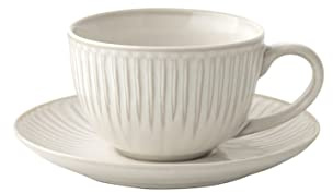 EASY LIFE Lot de 2 tasses à thé avec soucoupe GALLERY WHITE porcelaine blanche 250 ml