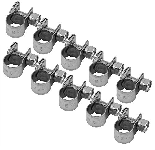 Abrazaderas de Manguera de Acero Inoxidable, 10 Piezas Pequeñas Abrazaderas de Tubería de Manguera Abrazadera de Manguera de 6 Mm-20 Mm Clip de Línea de Combustible con Perno en T, para(7-9 mm)