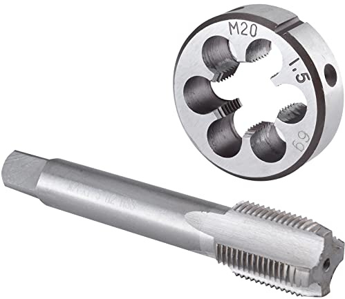 Burkit M20 x 1,5 Gewindeschneider-Set für Rechtshänder | M20 x 1,5 Maschinengewindebohrer und runde Schneideisen zum Schneiden oder Reparieren von Gewinden auf Metall.