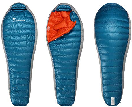 Mountaintop Down Sleeping Bag - 15 Degree F 650 Fill Power for Backpacking, Ultralight Compact Portable Hiking Camping With Compression Sack for Adults, Teen (800g-Blue New)