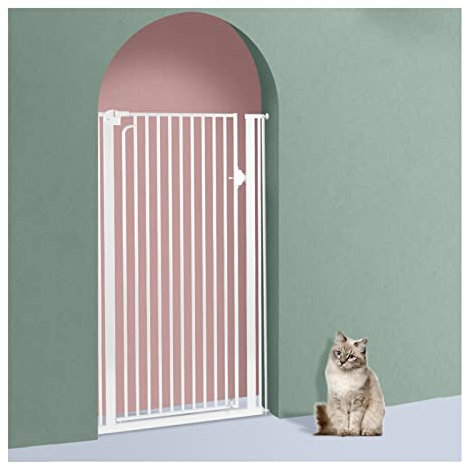 PBZLL Extra breites Haustiergitter für Hunde Katzen, Breitenverstellbar 74-164cm, 100cm hoch, für Treppenhaustüren, druckmontiert, Weiß (Color : White, Size : Wide 151~154cm)