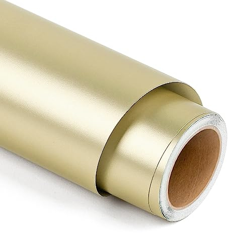 Matte Metallic Permanent Vinyl for Cricut, 12 x 5FT Champagne Gold Self Adhesive Vinyl Roll for Cricut and Silhouette Cameo, Gold Vinyl for Party Decoration, Window Stickers, Home Decor