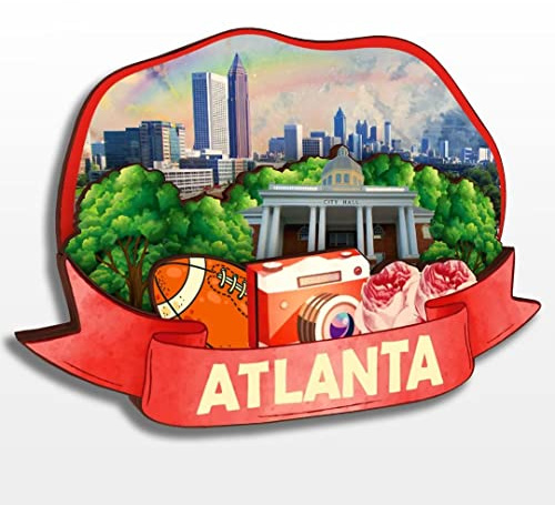 Atlanta Kühlschrankmagnet, Holzkollektion, 3D-Holz, handgefertigt, Reise, Stadt, Souvenir, Heimdekoration, Geschenk, 5