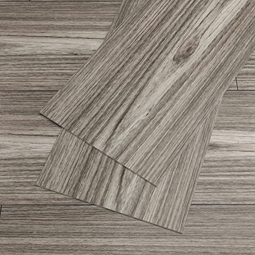VEELIKE Holzoptik Vinylboden Selbstklebend PVC Bodenbelag Grau Bodenfliesen Fliesenaufkleber Boden Badezimmer Klebefliesen Boden Küche Venylbodenbelag Vinyl Fliesen Wohnzimmer 90cm×15cm 36 Stück