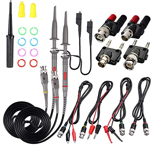 Universal Oscilloscope Probe with Accessories Kit 100MHz Oscilloscope Clip Probes with 4 Type BNC Kits