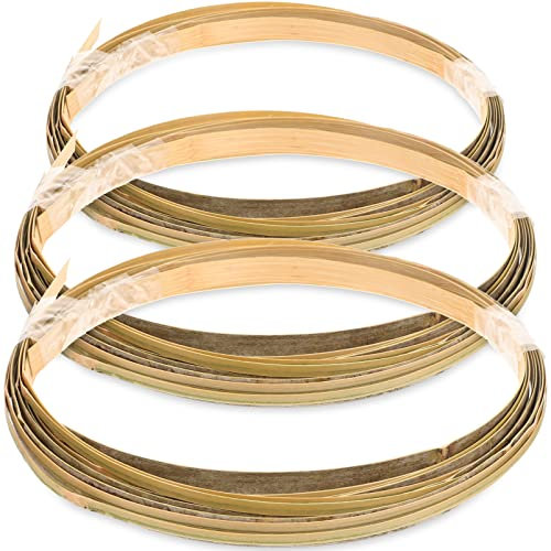 Sewroro 3 Rolls of Strip Wide Thin Flat Cane Reed Coil Flat Reed Basket Rattan Rattan Cane for Basket Weaving Webbing DIY Crafts Green, 300X1.5cm