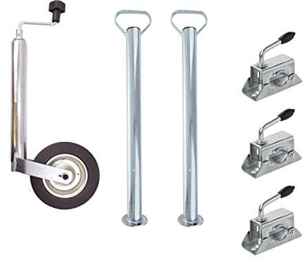 Generisch Set Erstausstattung - 1x Stützrad - 2X Stütze - 3X Klemmhalter - PKW Anhänger