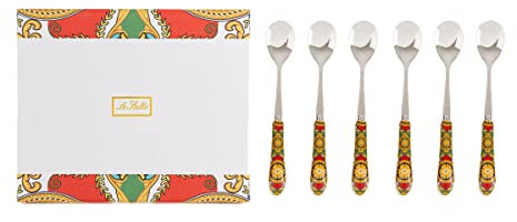 Cucharas con mango de cerámica de color mayólica, 6 unidades, cucharillas de té, postre, café, postre, aperitivos, para cocina, comedor, ngl 066
