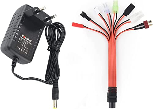 Aliwisdom Universal Rc ladegerät für 2,4V -12V (2-10S) NI-MH & NI-CD Akkus Mit SM 2P, Tamiya/KET 2p, Huanqi, Mini Tamiya, JST, XH 2.54 2P, Futaba/JR, T Adapter Stecker Splitter Kabel für RC Auto