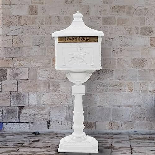 Boîte aux lettres sur pied en aluminium style vintage antirouille Blanc
