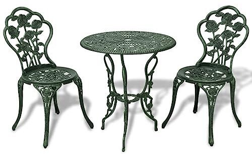 GuyAna 3-TLG. Bistro-Set GartenmöBel Set GartenmöBel FüR DraußEn Sitzgruppe Balkon Garten MöBel Set GartenmöBel StüHle Aluminiumguss Grün