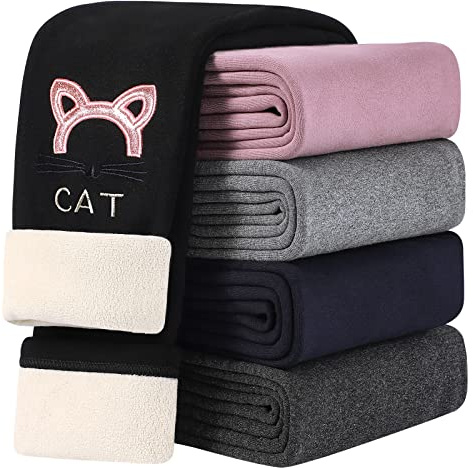 KEREDA Girls Fleece Lined Leggings Kids Thermal Leggings Warm Winter Fleece Leggings 6-7 Years 1 Pair