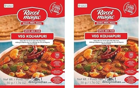 Rasoi Magic Seasoning Spices Masala Powder (45 Gram) - Curry Mix Masala Recipe Casserole Herbs - Aromatic & Enhances Flavor of Meal (Veg Kolhapuri, Pack of 2)