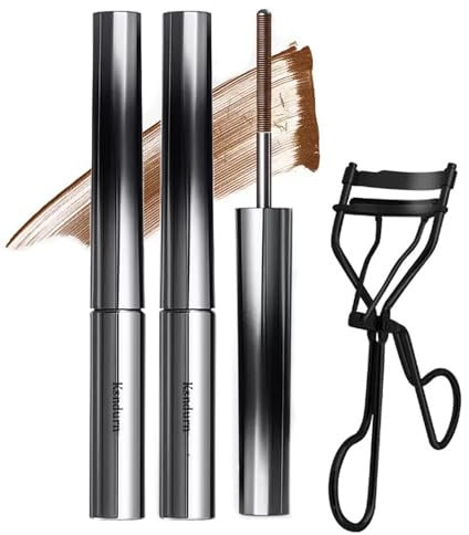 2Pcs Judy Doll Ksndurn Metal Mascara, 3D Curling Eyelash Iron, Water Proof Smudge Proof Long Lasting Eyelash Curler (Brown)