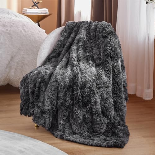 BEDSURE Kuscheldecke - Flauschig Decke, Warm Sherpa Sofadecke, Dicke Felldecke, Couchdecke, Flauschige Kunstfelldecke, Wohndecke für Couch, Schwarz, 130x150 cm