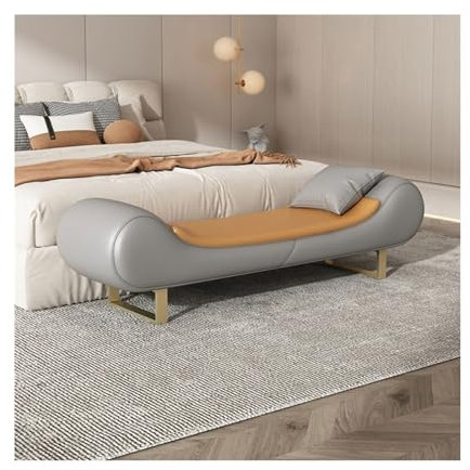 Ende der Bettbank Leichter, luxuriöser Nachttischhocker, PU-Leder, gebogen, gehobener Sofahocker, Wohnzimmer, dekoratives kleines Sofa, Einkaufszentrum, Schuhbank Innenbank für Wohnzimmer/Schlafzimmer