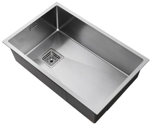 Spülbecken Leicht zu Reinigen, Spüle Edelstahl Anthrazit 1 Becken, Einbauspüle mit Hahnloch, Küchenspüle Edelstahl, Handgefertigte Küchenspüle, 4-Größen zur Auswahl