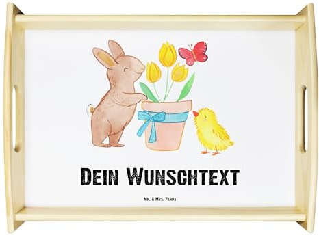 Mr. & Mrs. Panda Personalisiertes Serviertablett Hase Küken - Ostergeschenke, Osterdeko, Personalisierte Geschenke, Personalisiertes Dekotablett,