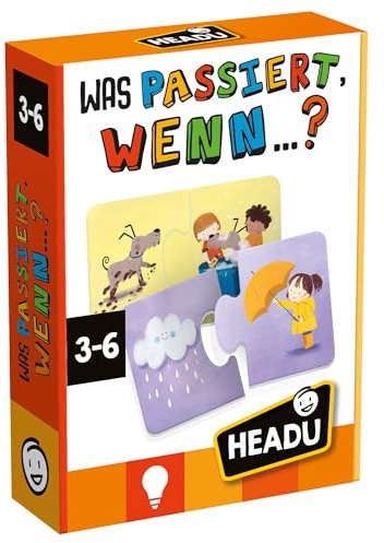 Headu „was passiert, wenn …?“ Lernspiel für Kinder Pädagogische Spiele Logikspiel im Alter von 3-6 Jahren, Puzzlespiel um Zusammenhänge erkennen(DE58974)