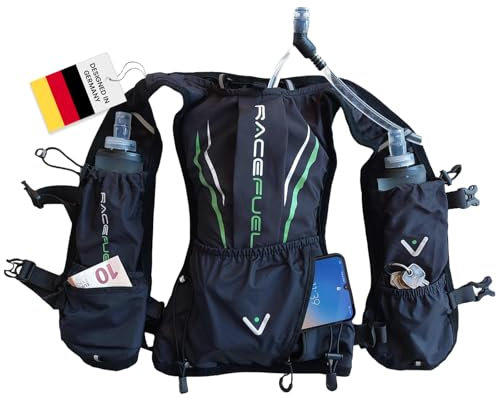RaceFuel Marathon Weste Ultraleicht Trinkrucksack, Trail Rucksack, Trinkweste, Hydration Pack Fahrradrucksack für Laufen, Wandern, Männer Frauen (ohne Trinkblase, ohne Softflasks, ONE-Size)