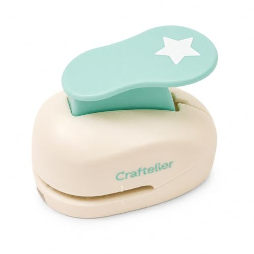 Craftelier - Motivstanzer Stern 5/8 (1,58 cm) für Papier und Karton | 1,58 cm Durchmesser, für Scrapbooking und Bastelarbeiten, mit Auffangbehälter, präzise Ausschnitte, Größe 6,5 x 4 x 5,5 cm
