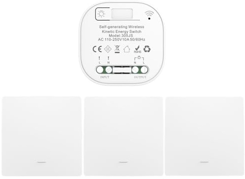 Cerhot funk lichtschalt funkschalt 230v funk lichtschalter ohne batterie set lichtschalter funk wireless light switch funkschalter batterielos funktaster funk-wandschalter für lichter (EU 1Gang 3V1 b)