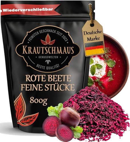 800g Rote Beete Flakes von Krautschmaus, zum Würzen, Kochen und Färben von Speisen, schonend getrocknet und geschnitten, intensive Farbe, ohne Zusatzstoffe