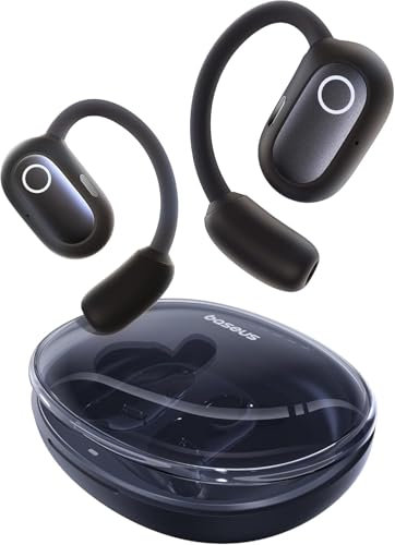 Baseus Eli Sport 1 Écouteurs Open Ear Bluetooth, Acoustique Directionnelle, Basses Puissantes, Ultra-légers, Résistants à l'eau IPX4, Microphones ENC, Bluetooth 5.3 pour la Course, l'entraînement