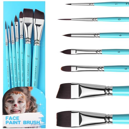 Set Pennelli Tucco per Bambini - 7 Pennelli Professionali Sintetici per la Pittura del Viso, Trucco per Bambini, Trucco Teatrale, Eulenspiegel | Pennelli per Make-up Teatrale, Face Paint Brush