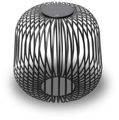 LUUK Studio Moderne Solarlampe, Kabellos, Windlicht, USB-C, Schwarz, L | Solar & USB-C, Solarleuchte für drinnen & draußen in modernem Design, IP65 wetterfest, Windlicht & Akku Laterne