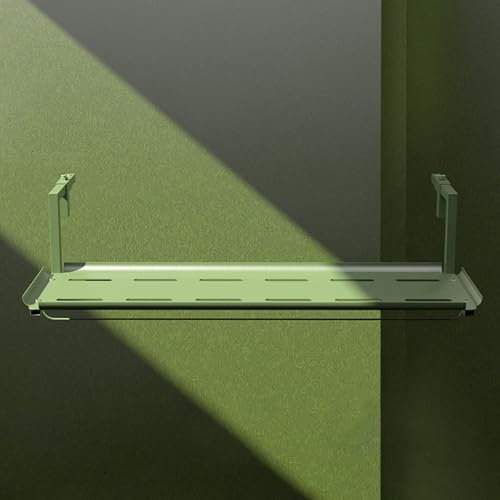 FORRTY Table De Balcon Suspendue Bar De Terrasse Suspendu Table avec Balustrade De Balcon Matériau Galvanisé, Réglable sur 7 Niveaux Table De Bar De Terrasse Table À Manger(Vert,90CM(35.4in))