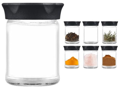 SILBERTHAL Gewürzbehälter Set Glas to go - 6er Set - Für Kaffeepulver, Gewürze, Nüsse 100ml - kompatibel mit manuellen Kaffeemühle