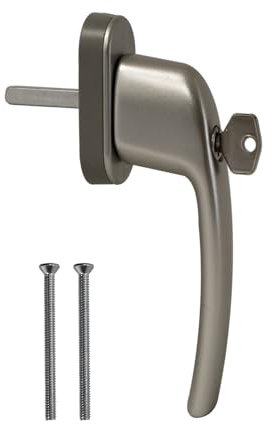 SILISTO Fenstergriffe mit SKG Schloss Aluminium EV1, Dreh- und Kippfunktion, 1 Stück, 40 mm Stift, abschließbarer Griff für Fenster und Türen, Push Lock Schloss, Sicherheitsstufe 2, inkl. Schrauben