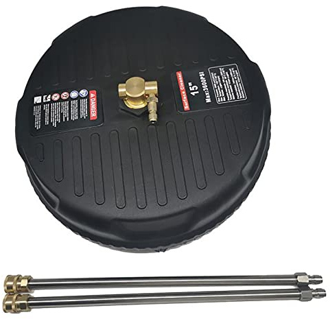 Accessorio per pulitore a pressione per superfici – Pulitore rotante per patio da 38 cm con spazzole rigide, 2 bacchette di estensione, rotazione ad alta velocità a 360 gradi, 3600 PSI Scrubber