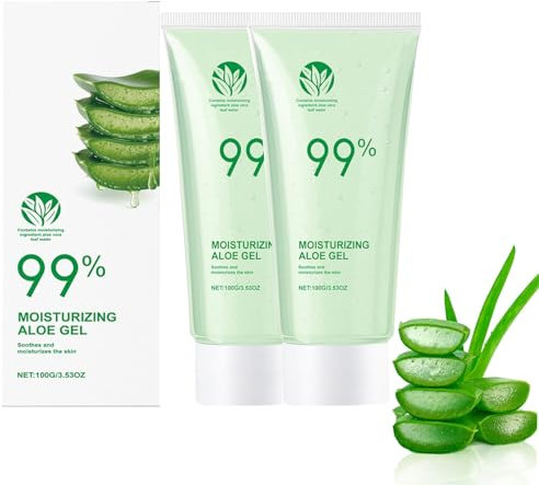 Gel di aloe vera, gel organico per viso e corpo, naturalmente idratante, lenitivo, cura della pelle idratante per viso e pelle sensibile (2)