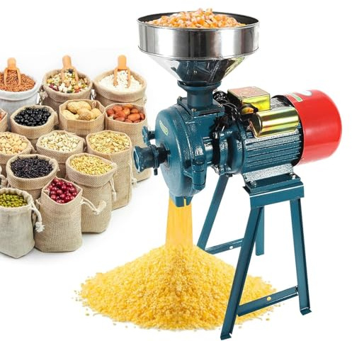 Electric Grain Grinder Mill, 2200W High Power for Dry Wet Grains, Rice Corn Coffee Wheat, Powder Machine with Funnel for Flour Grinding at Home or Commercial Use