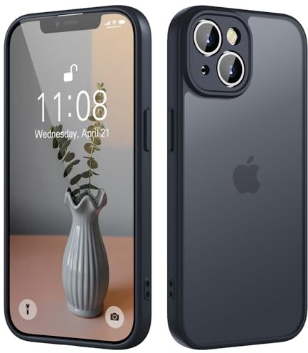 KPPIT for iPhone 14 case,Black | Shockproof Military Grade Drop Protection, Frosted Translucent
